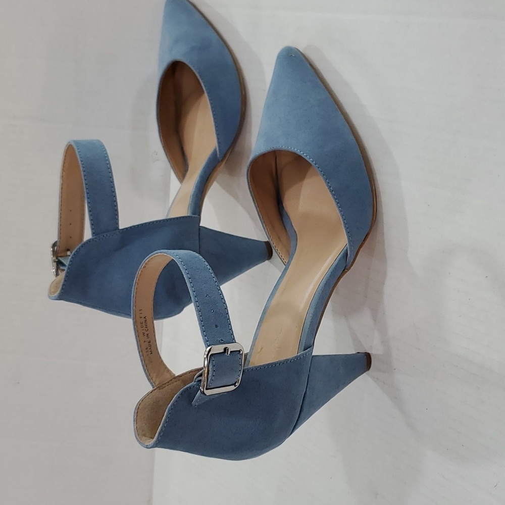 Simply Be blue Suede ankle strap shoes 4 inch heel